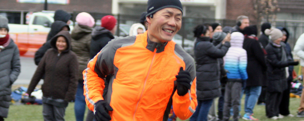 Elementary P.E. teacher Mr. Peng completes another lap in the Middleton 5K