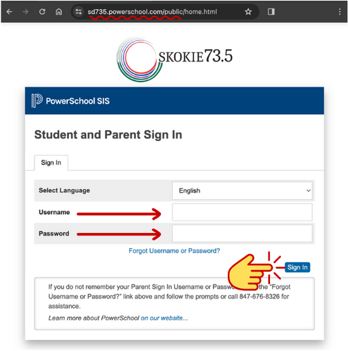 Infographic: How to sign in to the PowerSchool Parent Portal website