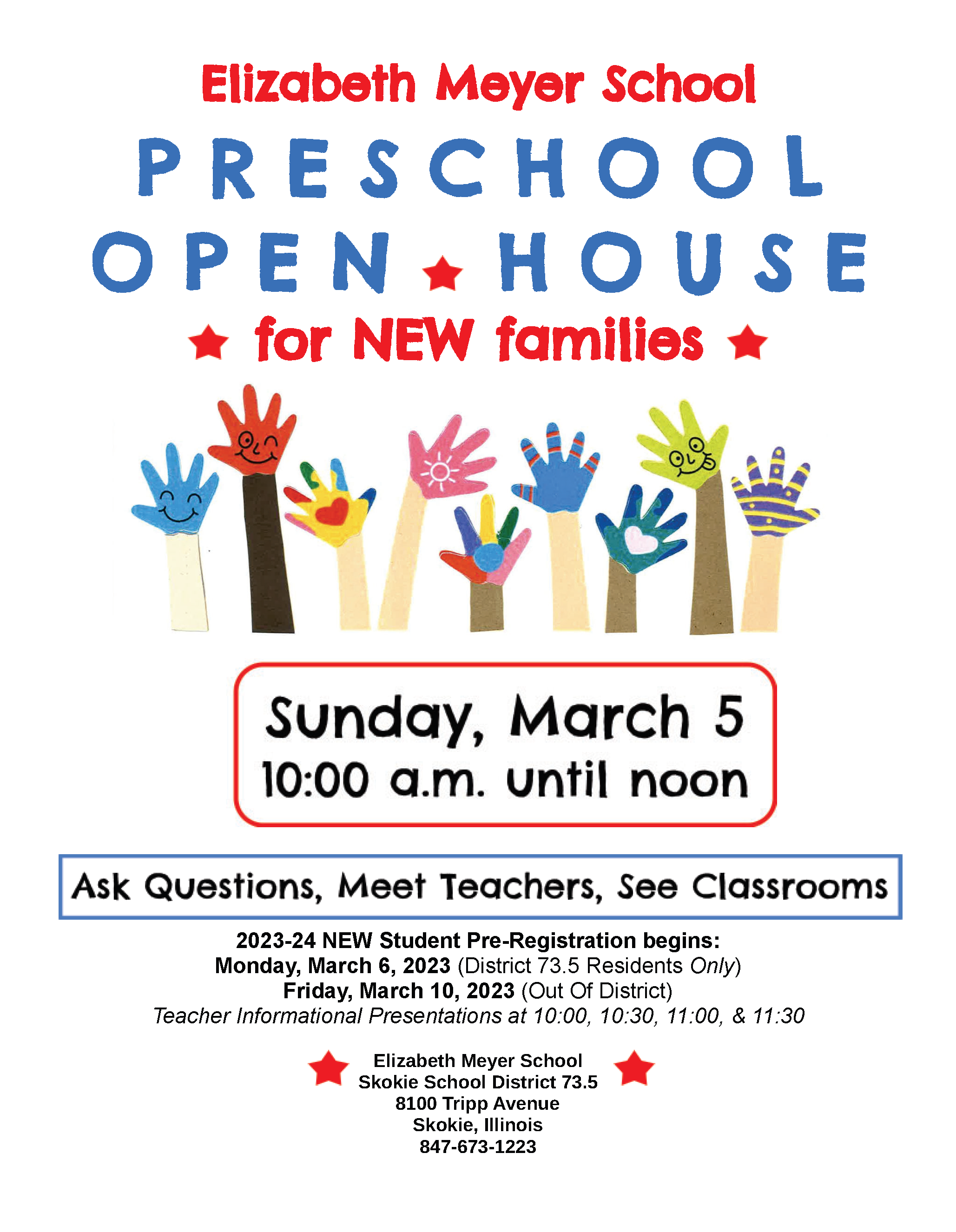 Preschool Open House 2023 Flyer