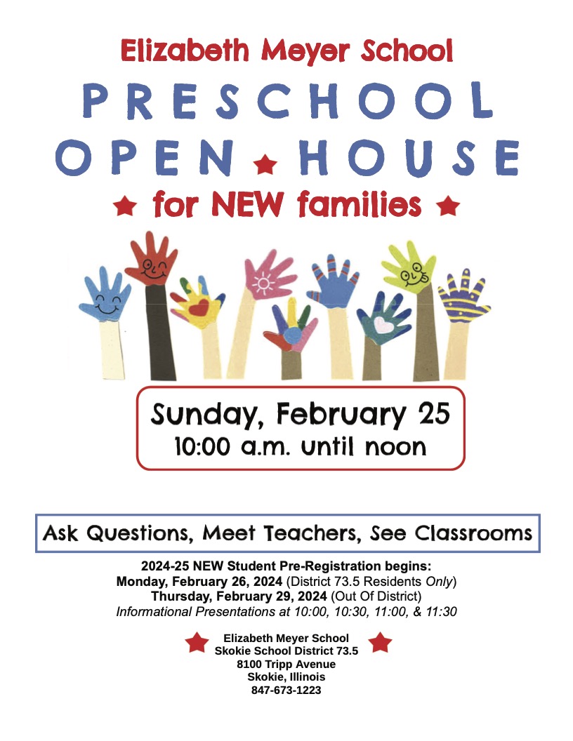 Elizabeth Meyer Preschool Open House flyer
