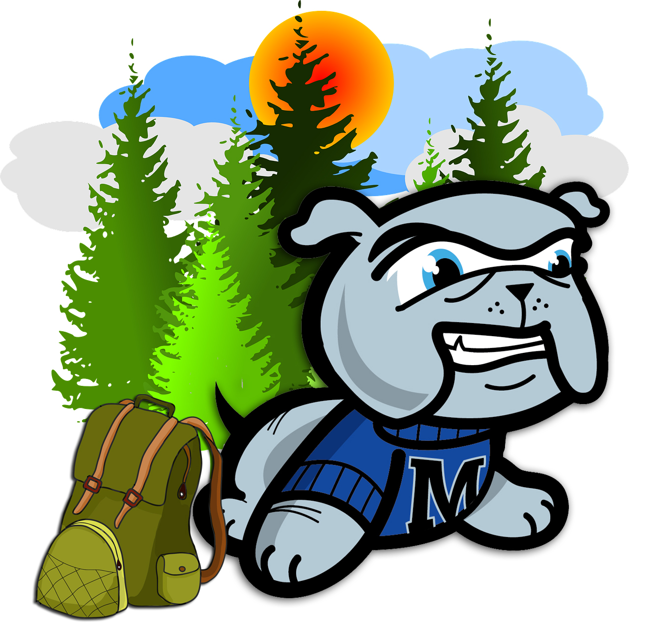 Bulldog mascot in the wilderness